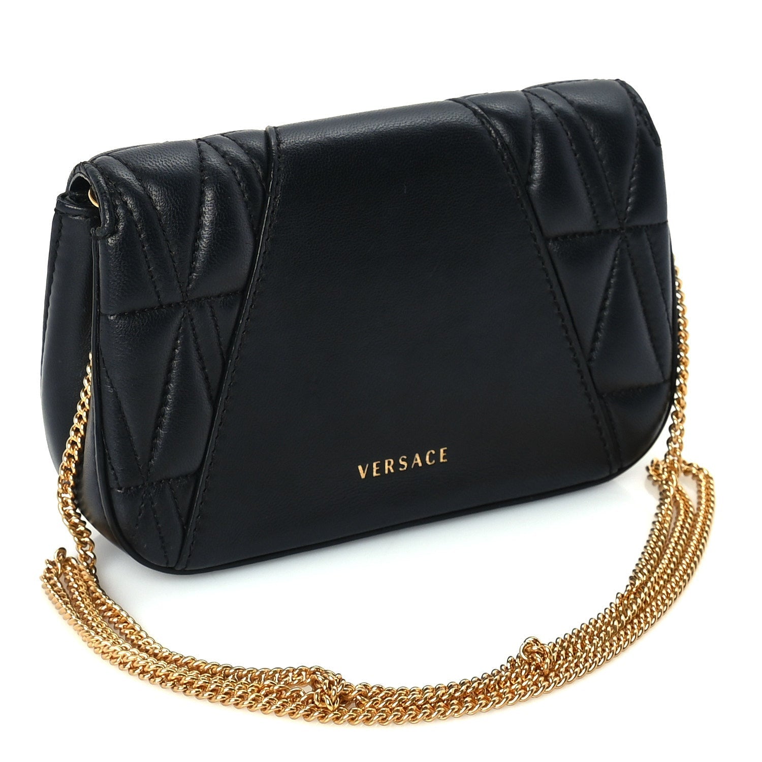 Versace Nappa Quilted Virtus Evening Bag Black 2 of 8