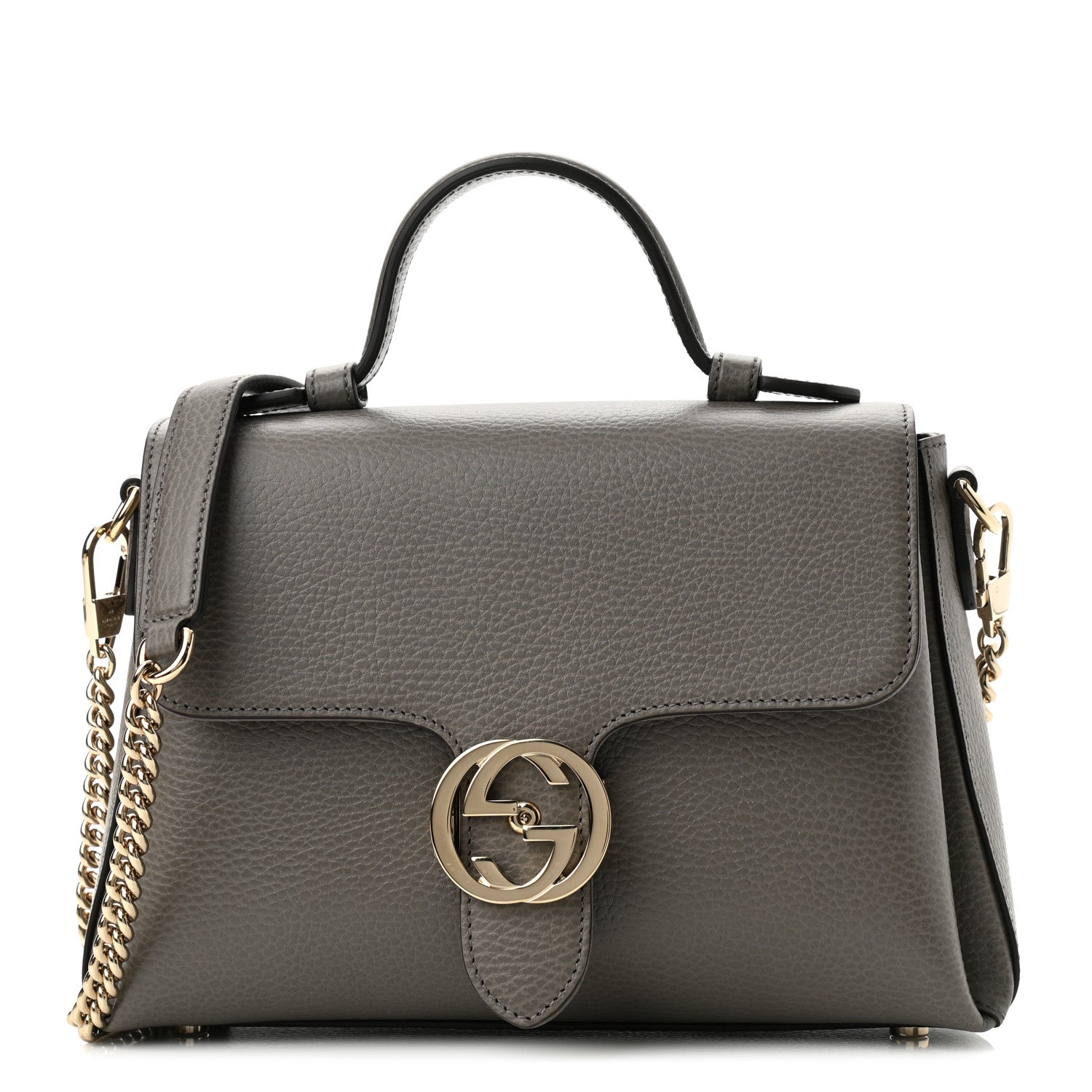 Gucci Dollar Calfskin Interlocking G Top Handle Shoulder Bag Loess 1 of 10