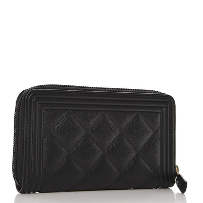 Chanel Caviar Quilted Boy Small Zip Around Wallet Black 3 of 8