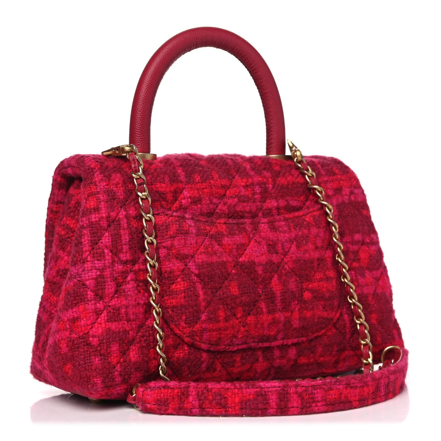 Tweed Mini Coco Handle Flap Fuchsia