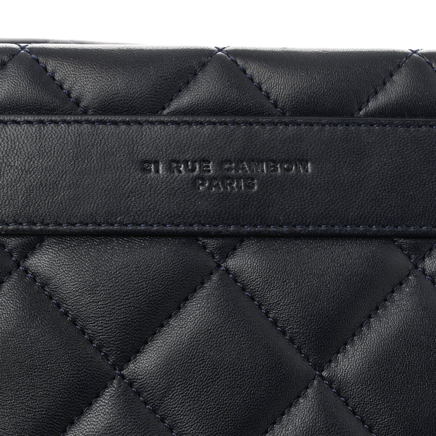 Lambskin Quilted Trendy CC Shopping Tote Navy