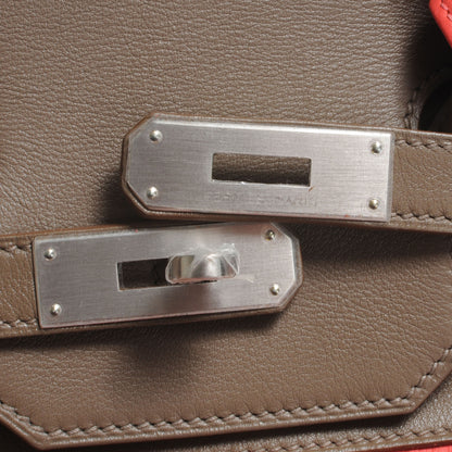 Hermes Togo Tadelakt Swift Casaque Tri-Color Birkin 35 Rose Jaipur Argile Etoupe 6 of 11