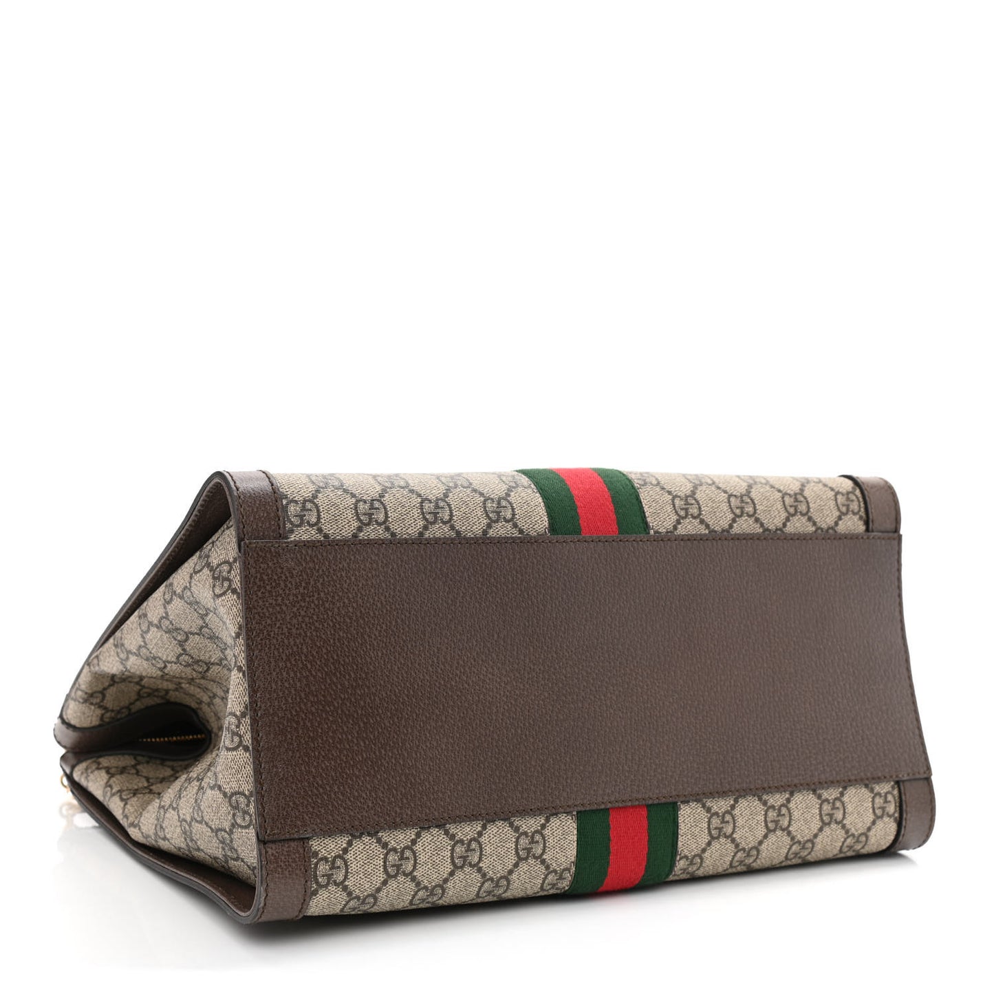 GG Supreme Monogram Web Medium Ophidia Tote Bag Brown