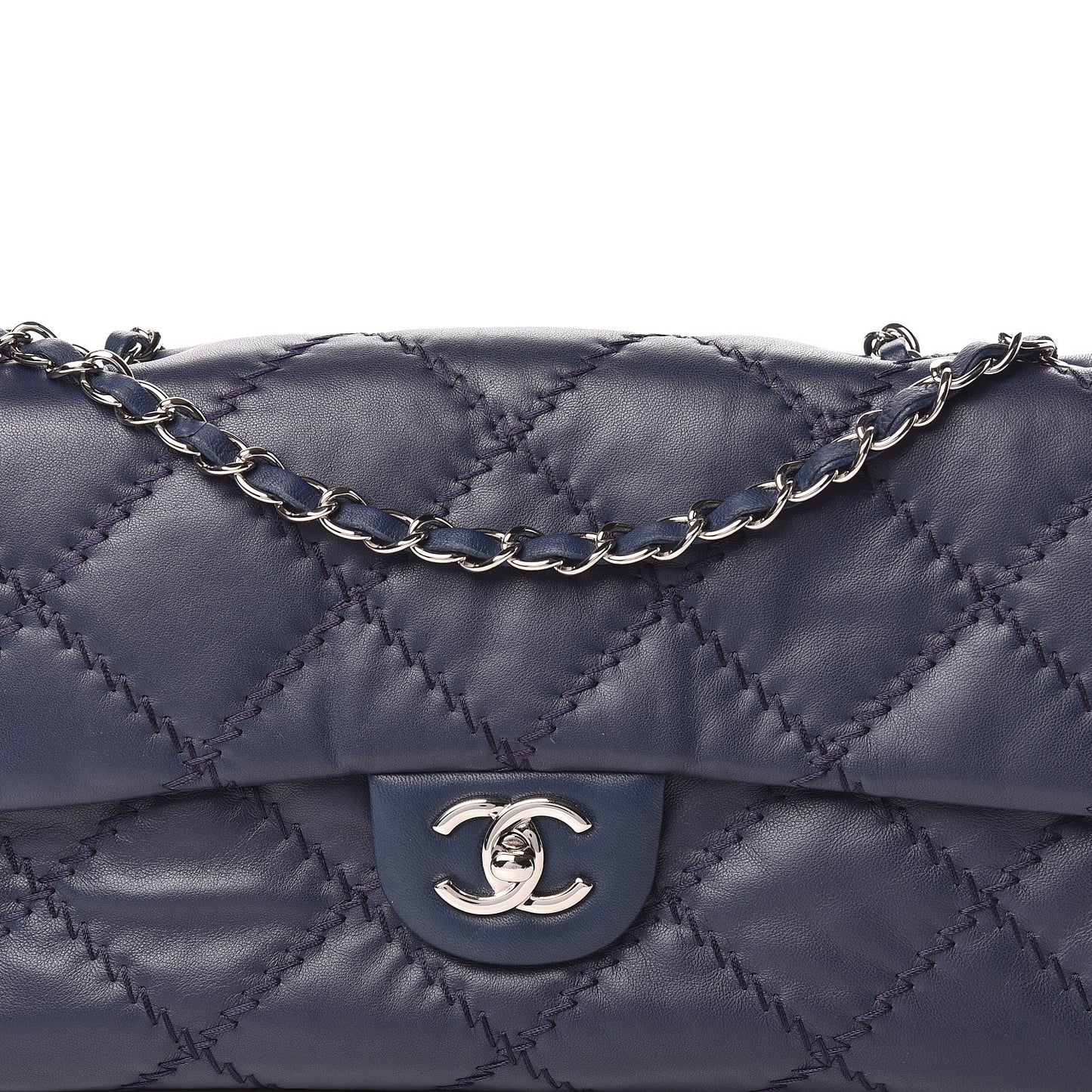 Lambskin Ultimate Stitch Flap Blue