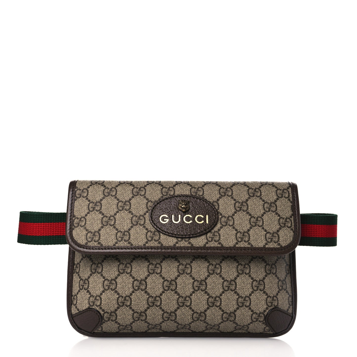 GG Supreme Monogram Neo Vintage Web Belt Bag Brown