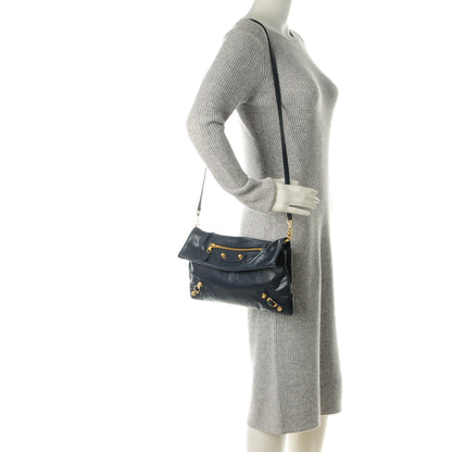 Balenciaga Agneau Giant 12 Gold Hardware Envelope Strap Clutch Bleu Obscur 2 of 7