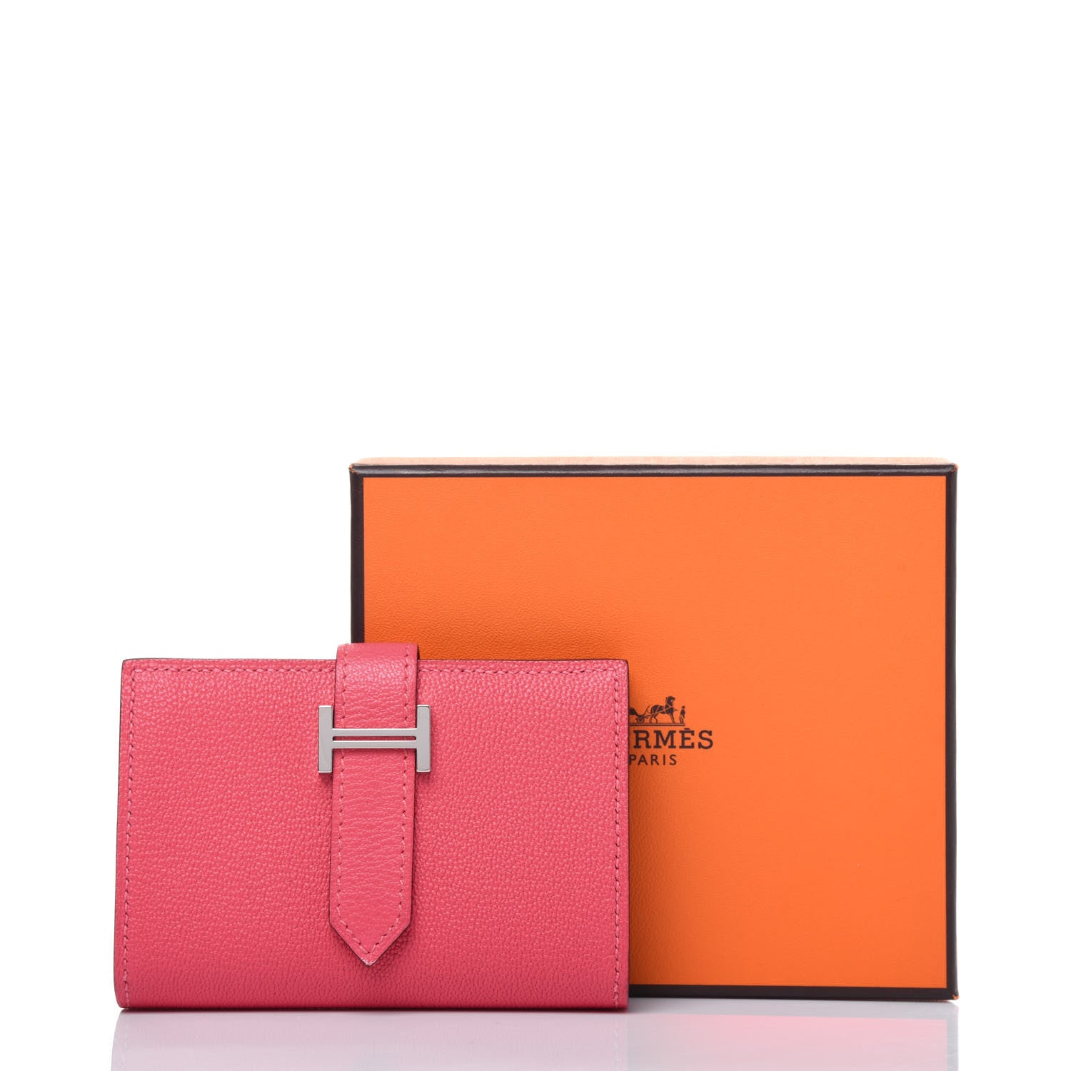 Hermes Chevre Mysore Mini Bearn Wallet Rose Lipstick 15 of 15