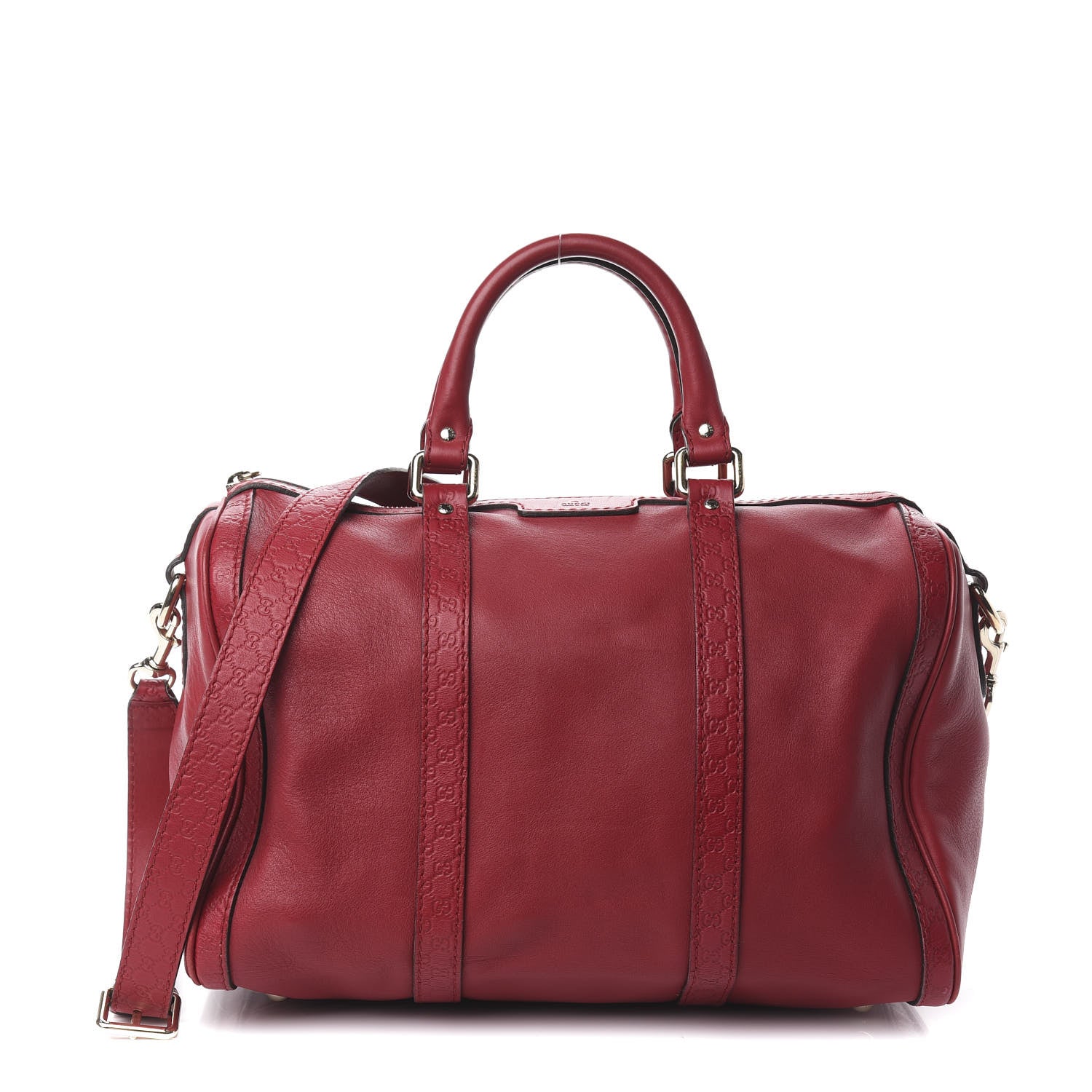 Gucci Calfskin Microguccissima Trim Medium Boston Raspberry Red 1 of 12