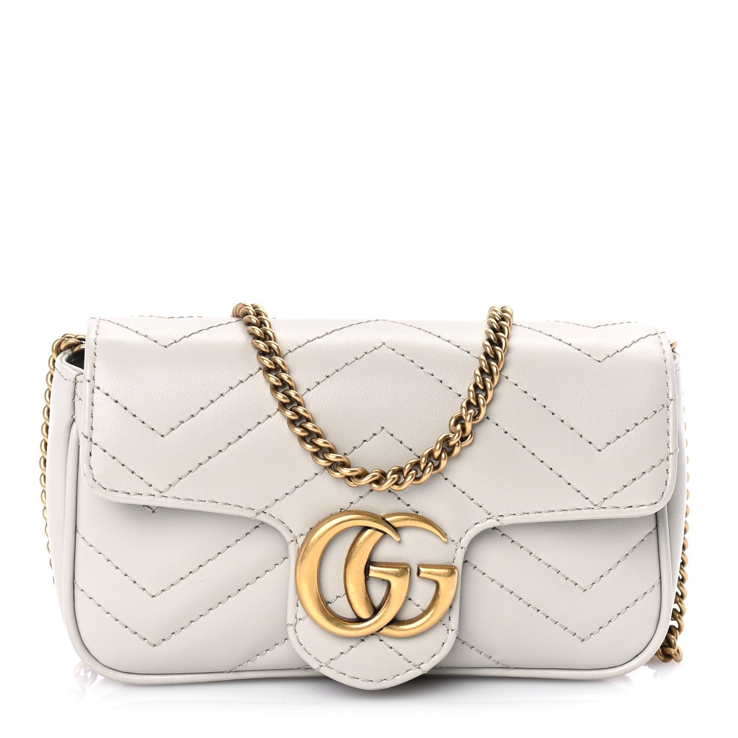 Gucci Calfskin Matelasse Super Mini GG Marmont Shoulder Bag Grey 1 of 8