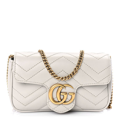 Gucci Calfskin Matelasse Super Mini GG Marmont Shoulder Bag Grey 1 of 8