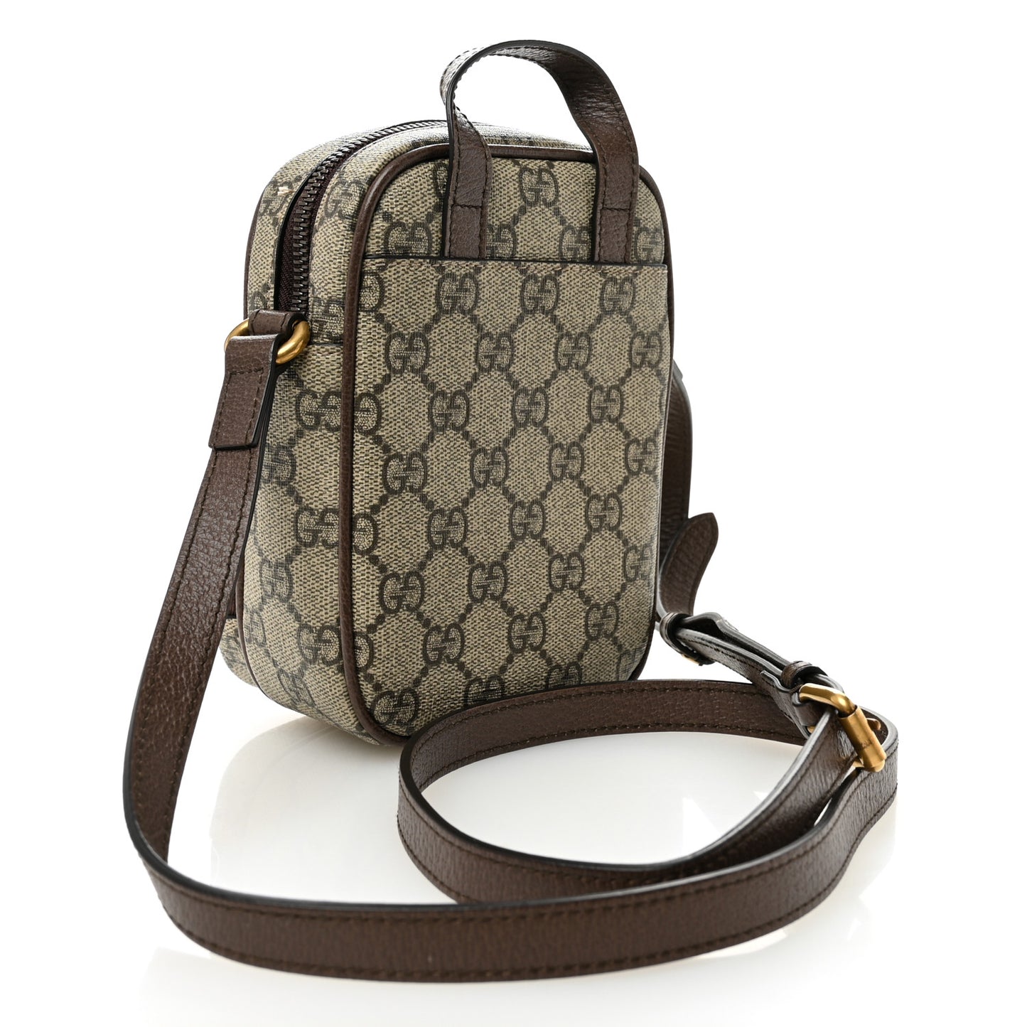 GG Supreme Monogram Web Mini Ophidia Double Zip Messenger Bag Beige New Acero