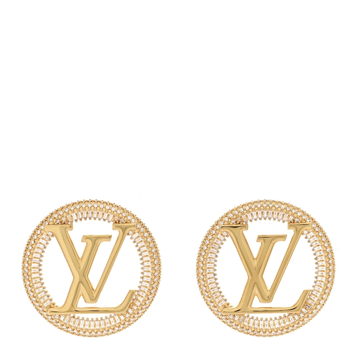 Louis Vuitton Metal Crystal Sparkling Louise Earrings Gold 1 of 5