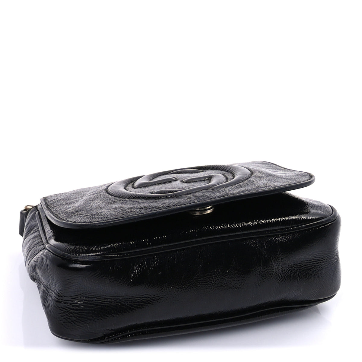 Pebbled Calfskin Small Soho Flap Crossbody Black