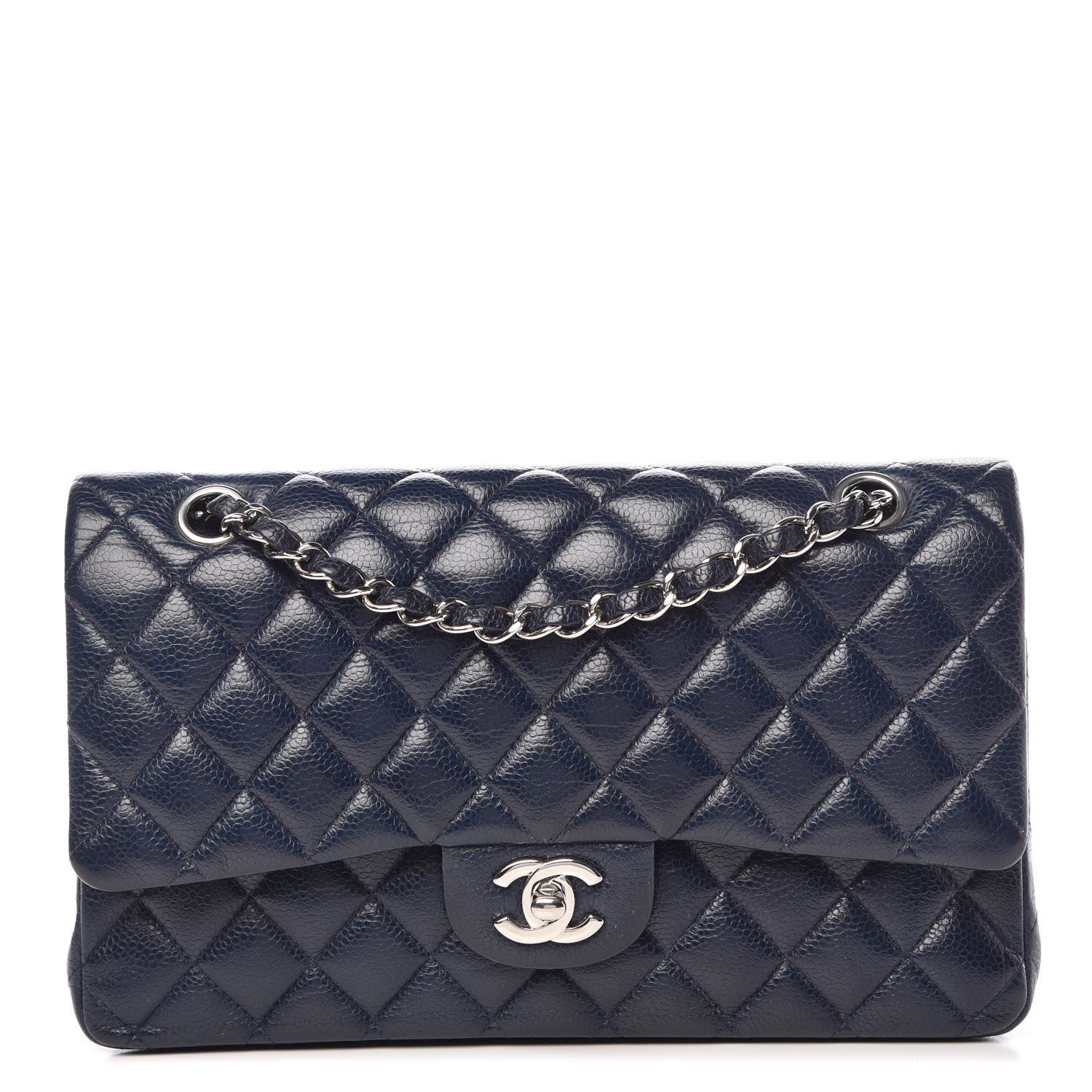 Chanel Caviar Quilted Medium Double Flap Dark Blue 1 of 12