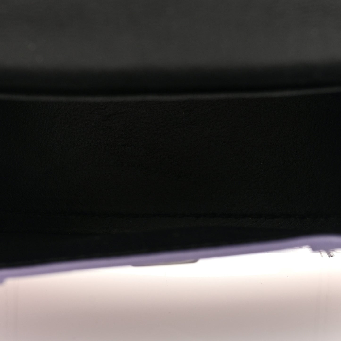 Metallic Calfskin Crocodile Embossed Hourglass Top Handle Bag Mini with Chain Lilac