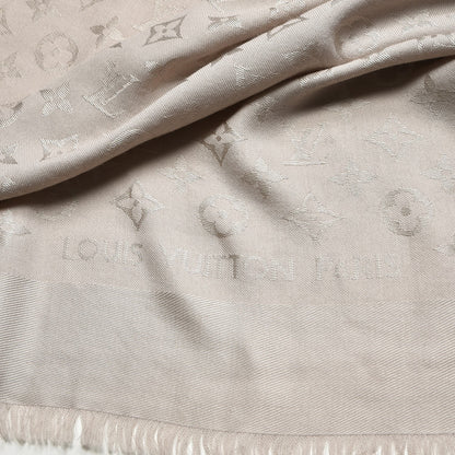 Louis Vuitton Silk Wool Monogram Shawl Greige 3 of 4