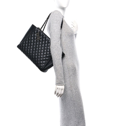 Chanel Lambskin Quilted Shopping Tote Black 2 of 7