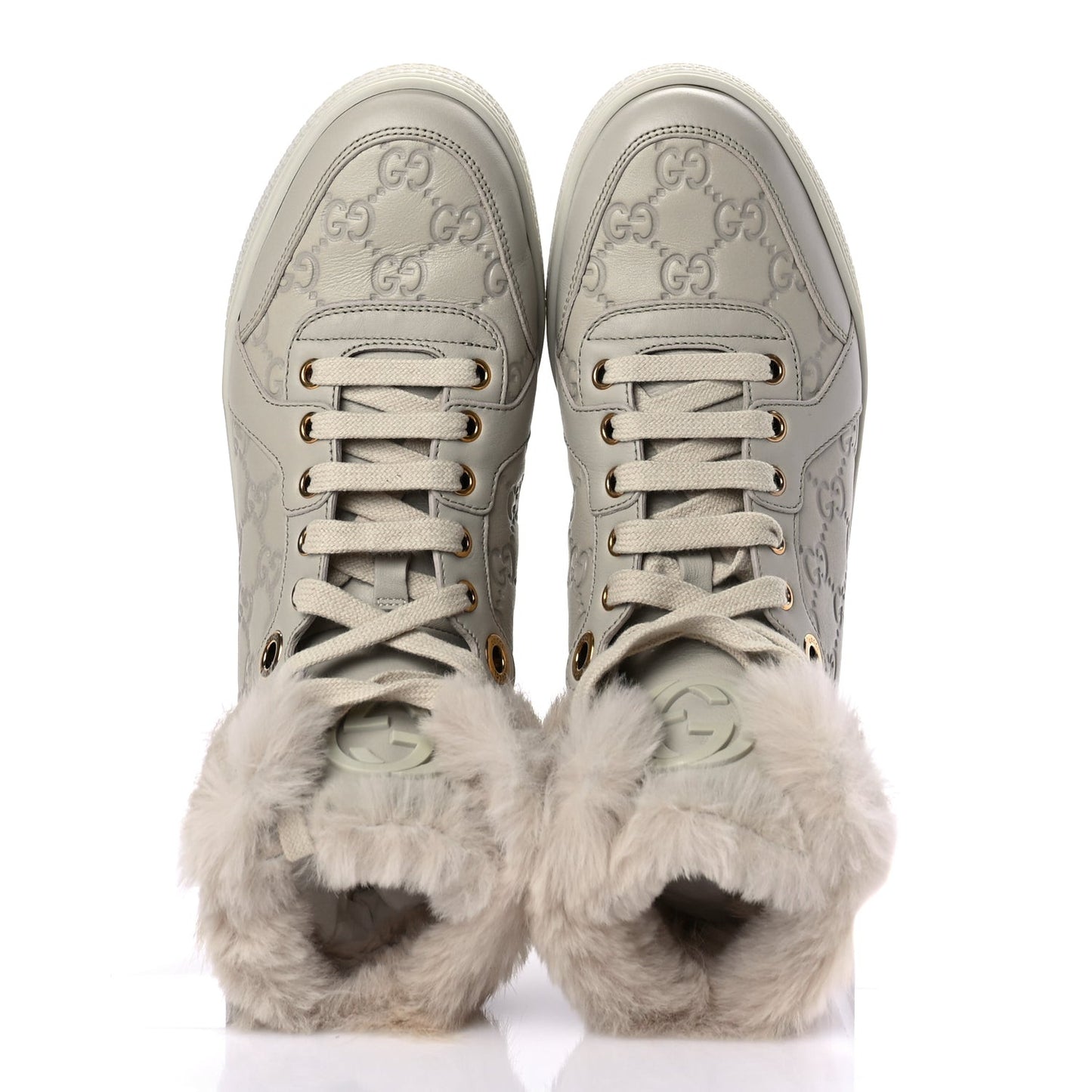 ssima Rabbit Fur Coda High Top Sneakers 39 White