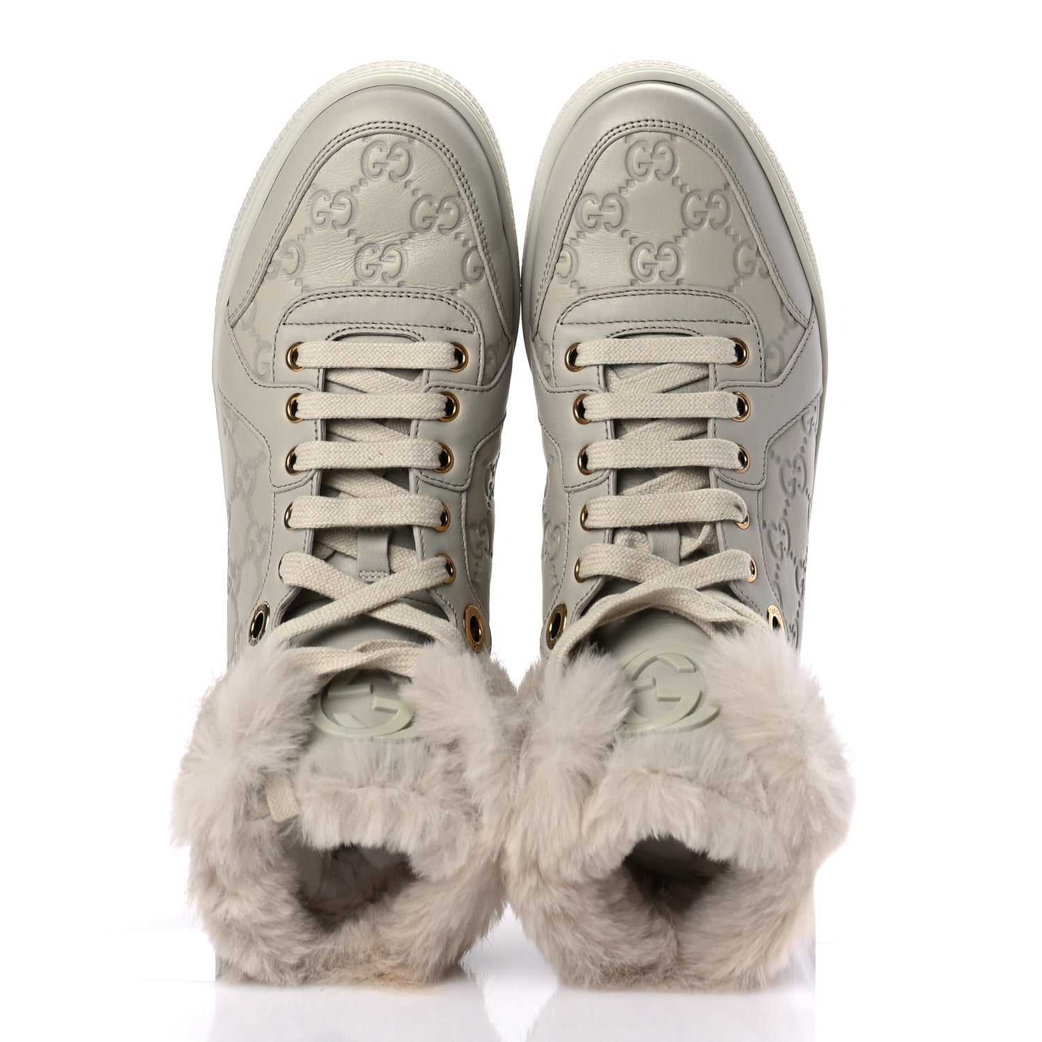 Gucci ssima Rabbit Fur Coda High Top Sneakers 39 White 6 of 10