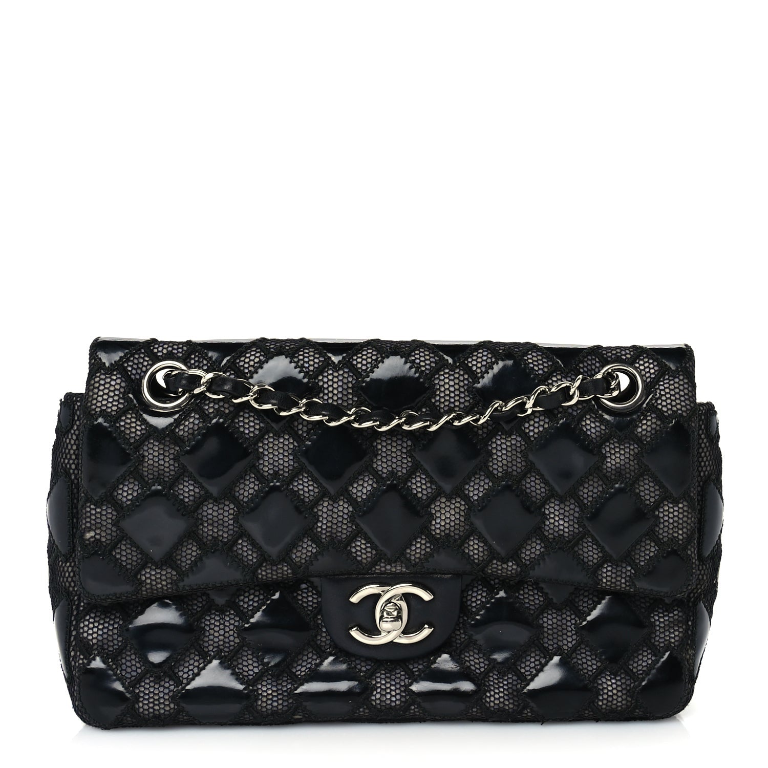 Chanel Vinyl Mesh Quilted Medium Single Flap  Black 1 of 9