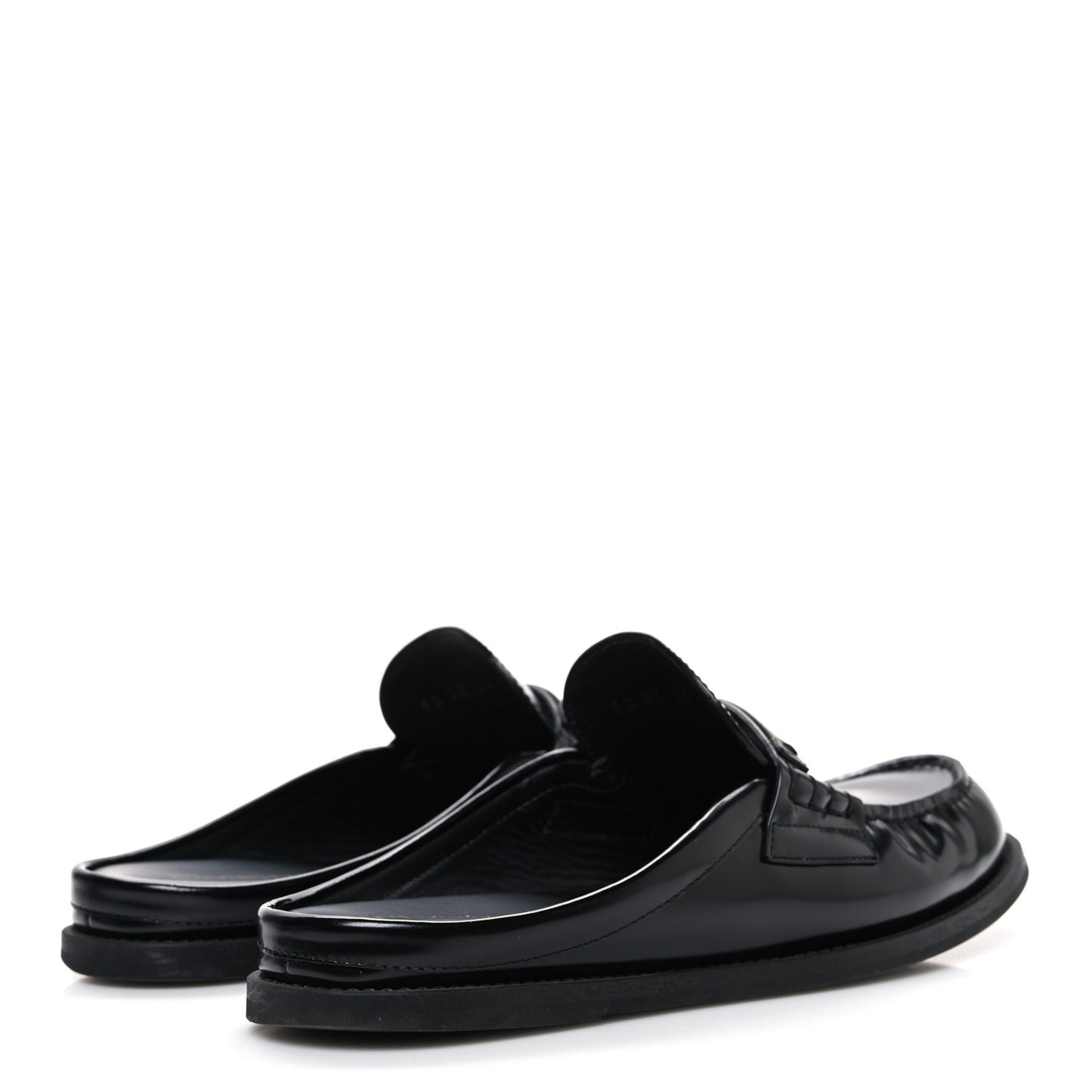 Brushed Calfskin Boy Loafer Mule 36 Black