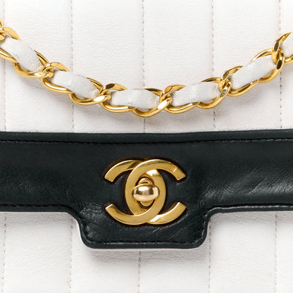 Chanel Lambskin Vertical Quilt Mini Flap Black White 10 of 18