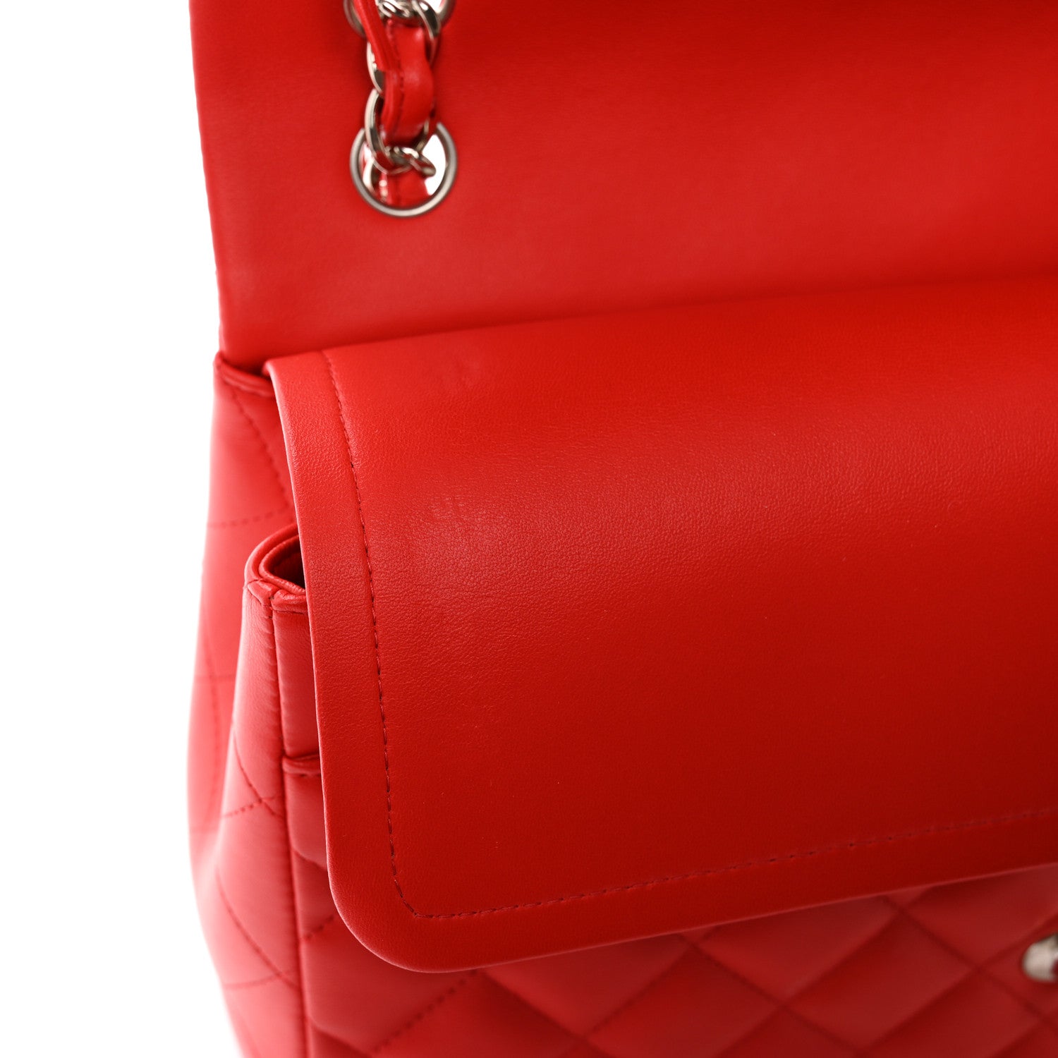 Chanel Lambskin Quilted Jumbo Double Flap Red 11 of 11