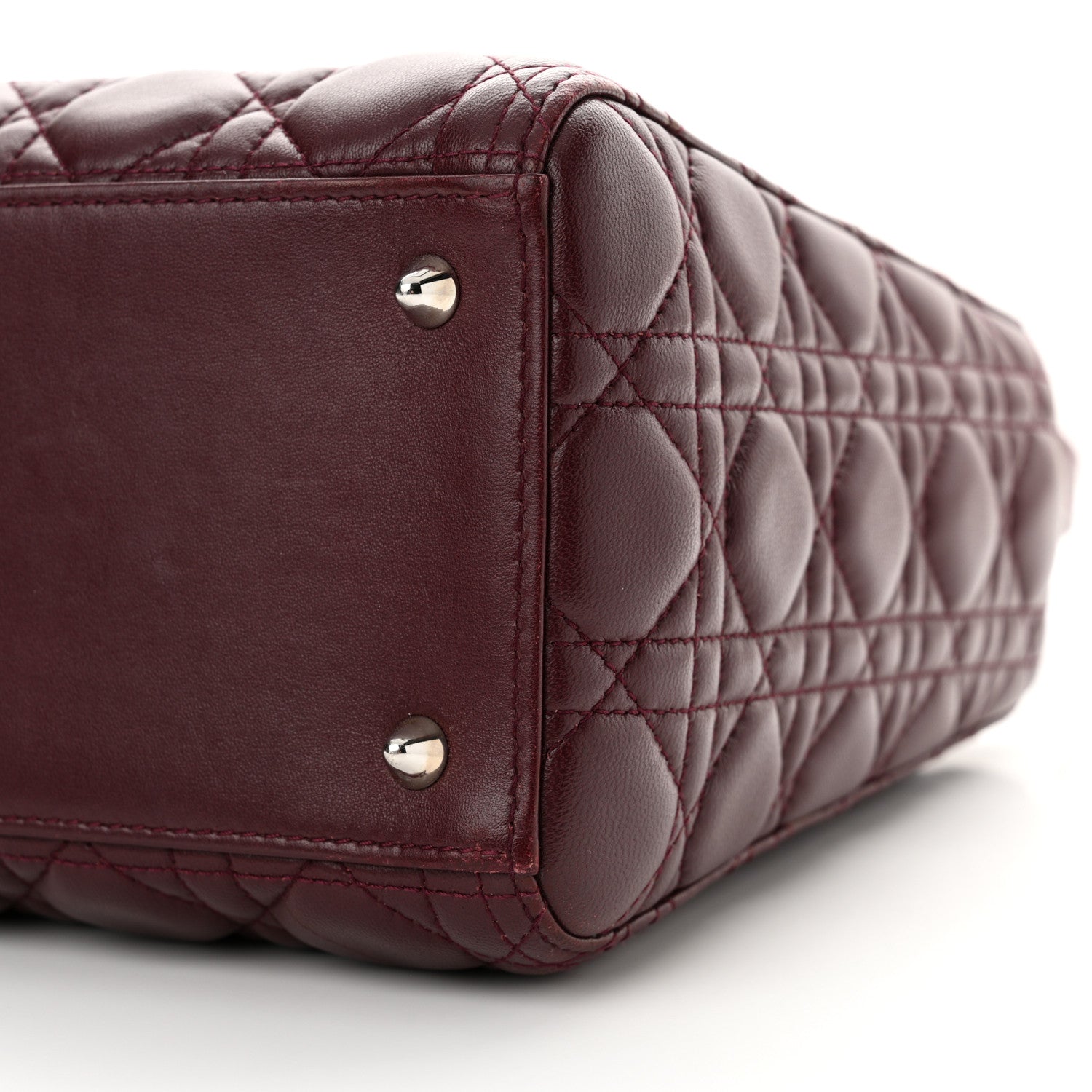 Christian Dior Lambskin Cannage Medium Lady Dior Burgundy 10 of 13