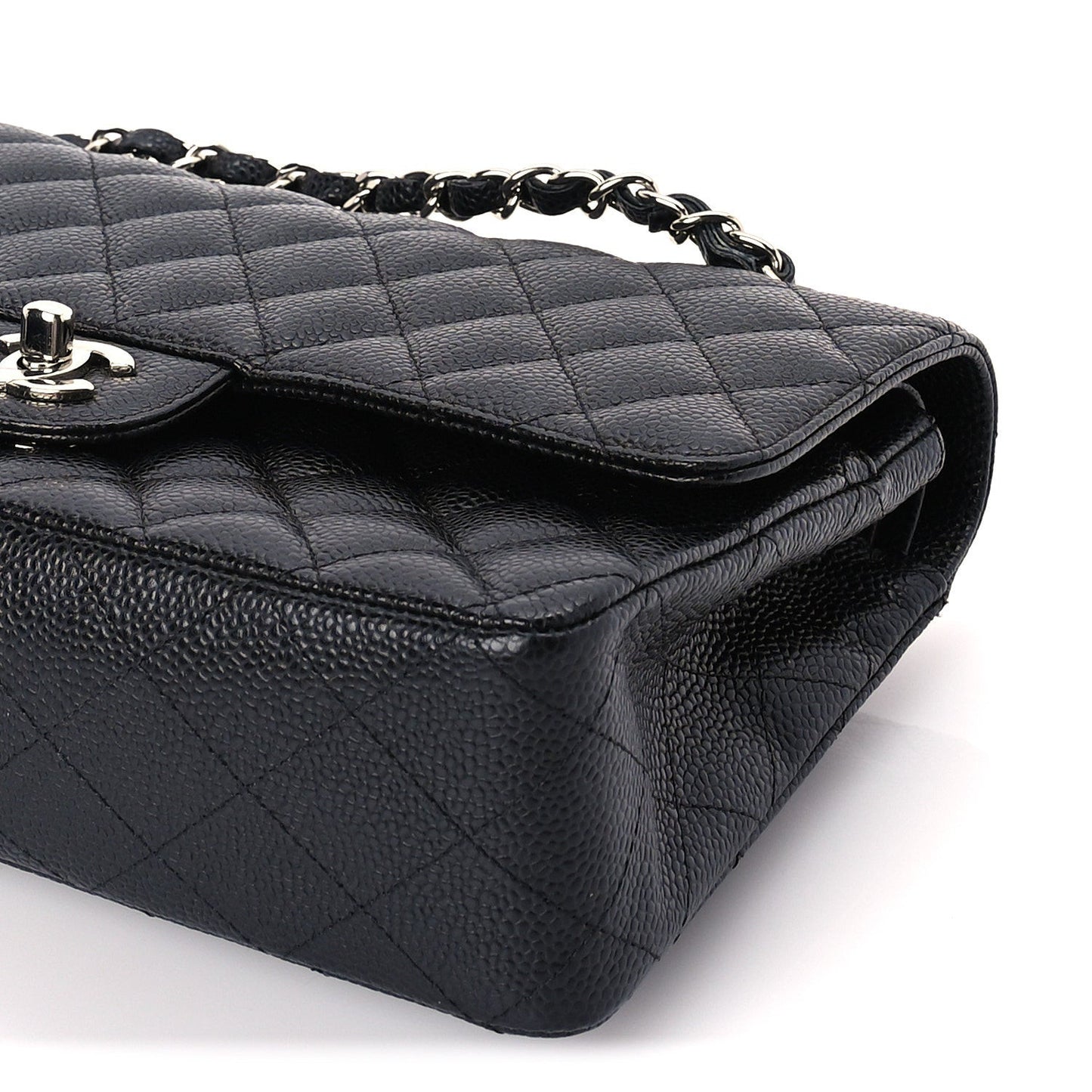 Caviar Quilted Medium Double Flap Black