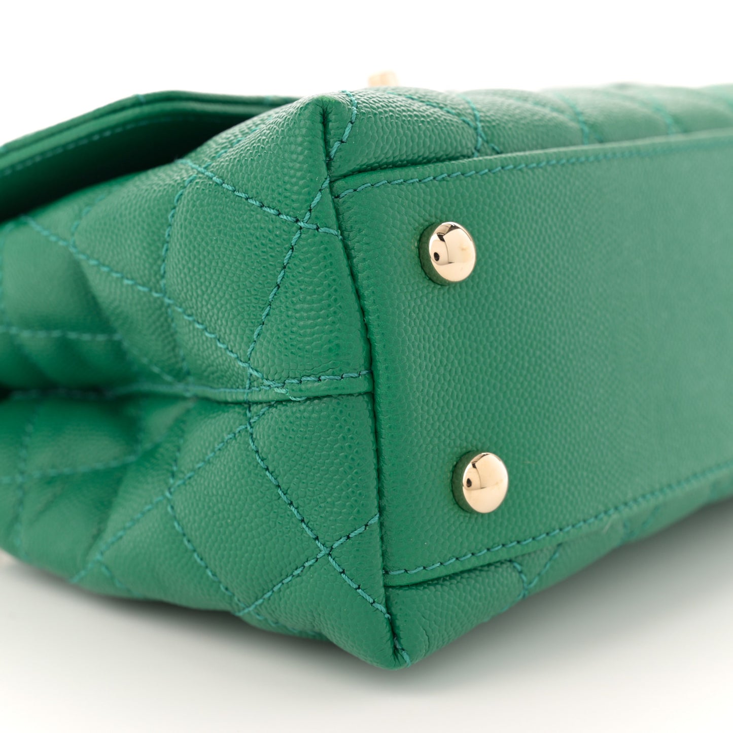 Caviar Quilted Mini Coco Handle Flap Green