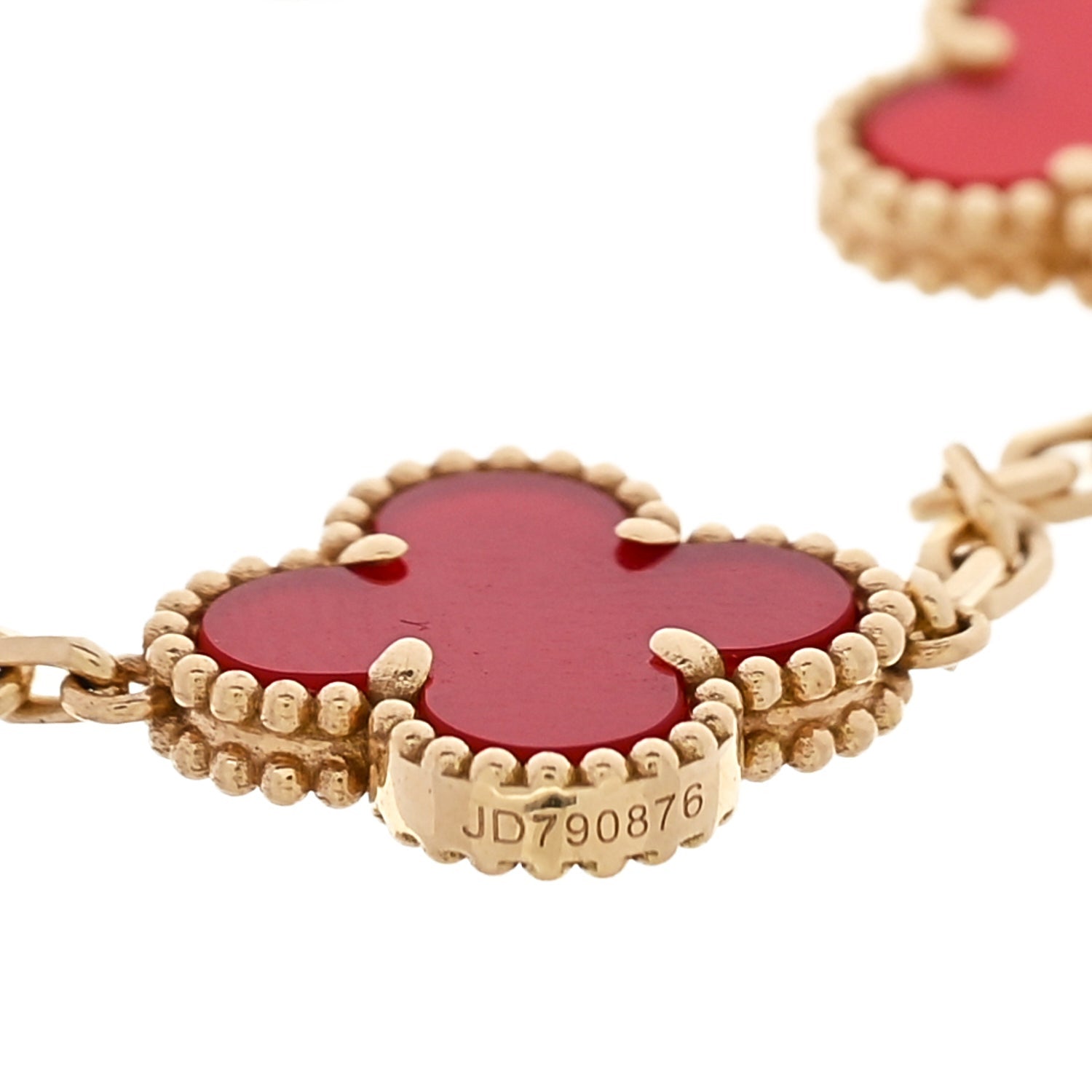 Van Cleef & Arpels 18K Yellow Gold Carnelian 5 Motifs Vintage Alhambra Bracelet 4 of 4