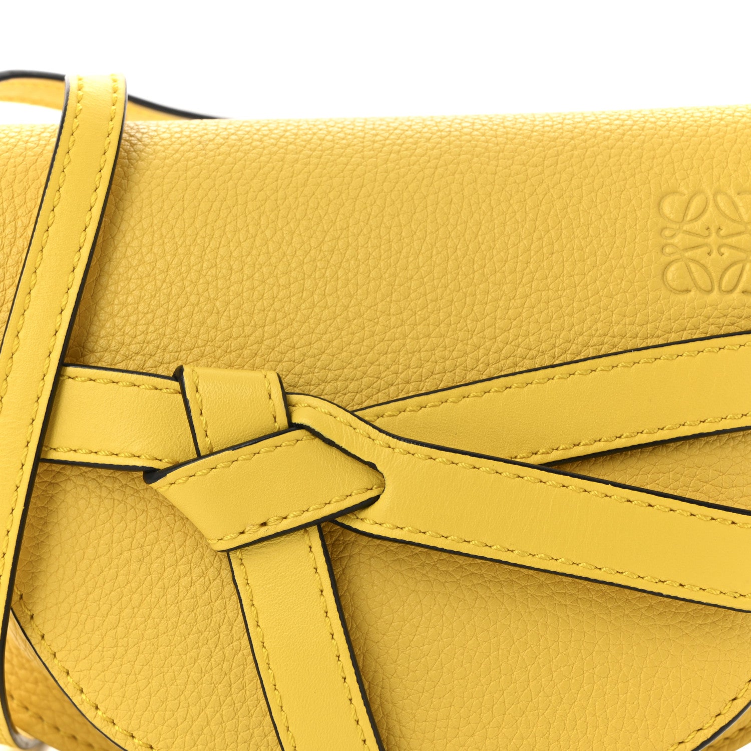 Loewe Grained Calfskin Small Gate Crossbody Bag Yellow 7 of 9