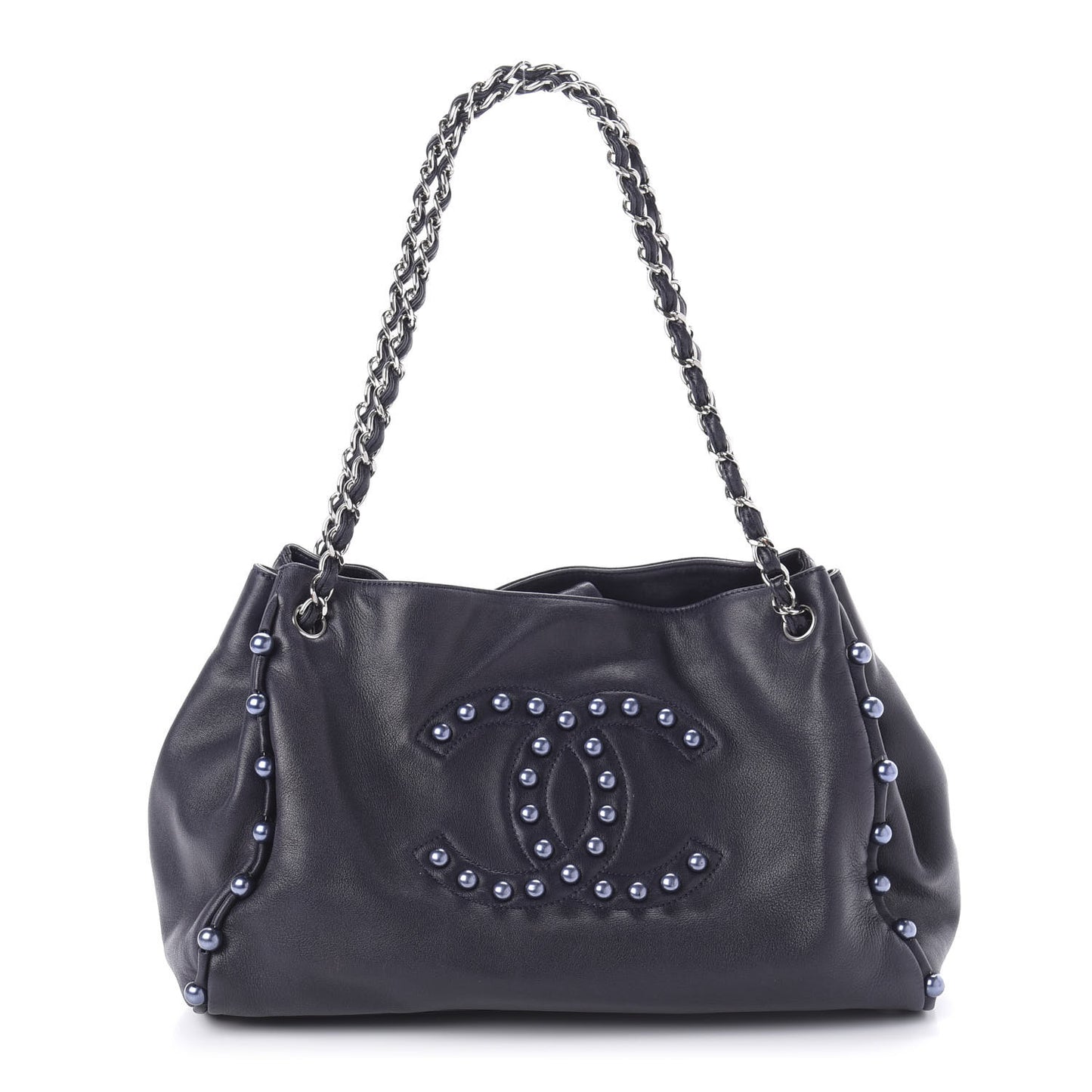Lambskin Pearl Obsession Tote Navy