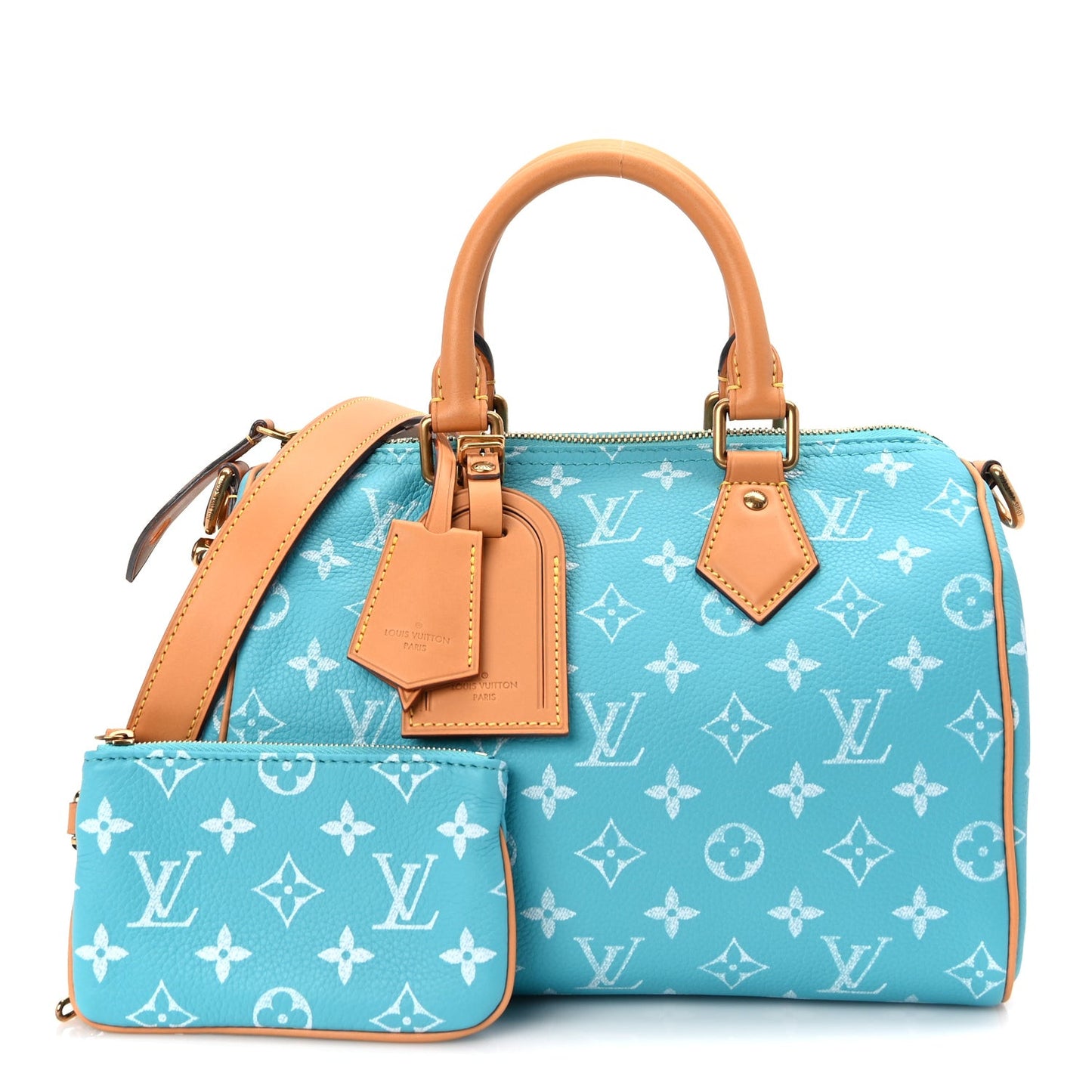 Calfskin Monogram Speedy P9 Bandouliere 25 Turquoise