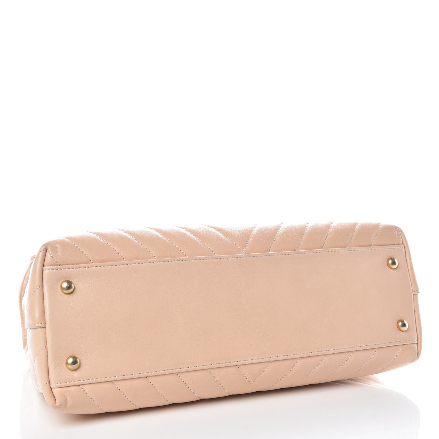 Calfskin Chevron Quilted Large Coco Handle Flap Light Beige