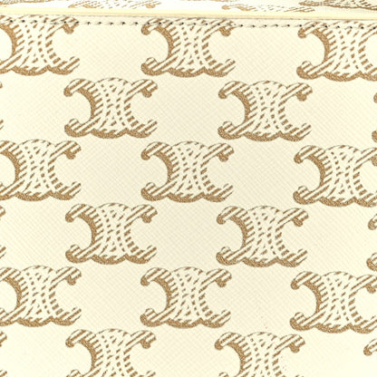 Celine Triomphe Canvas Calfskin Strap Box Bag White 6 of 8