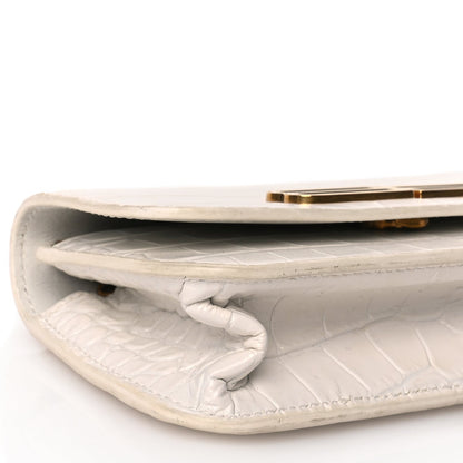 Balenciaga Extra Supple Calfskin Crocodile Embossed Gossip Wallet On Chain Optic White 7 of 8
