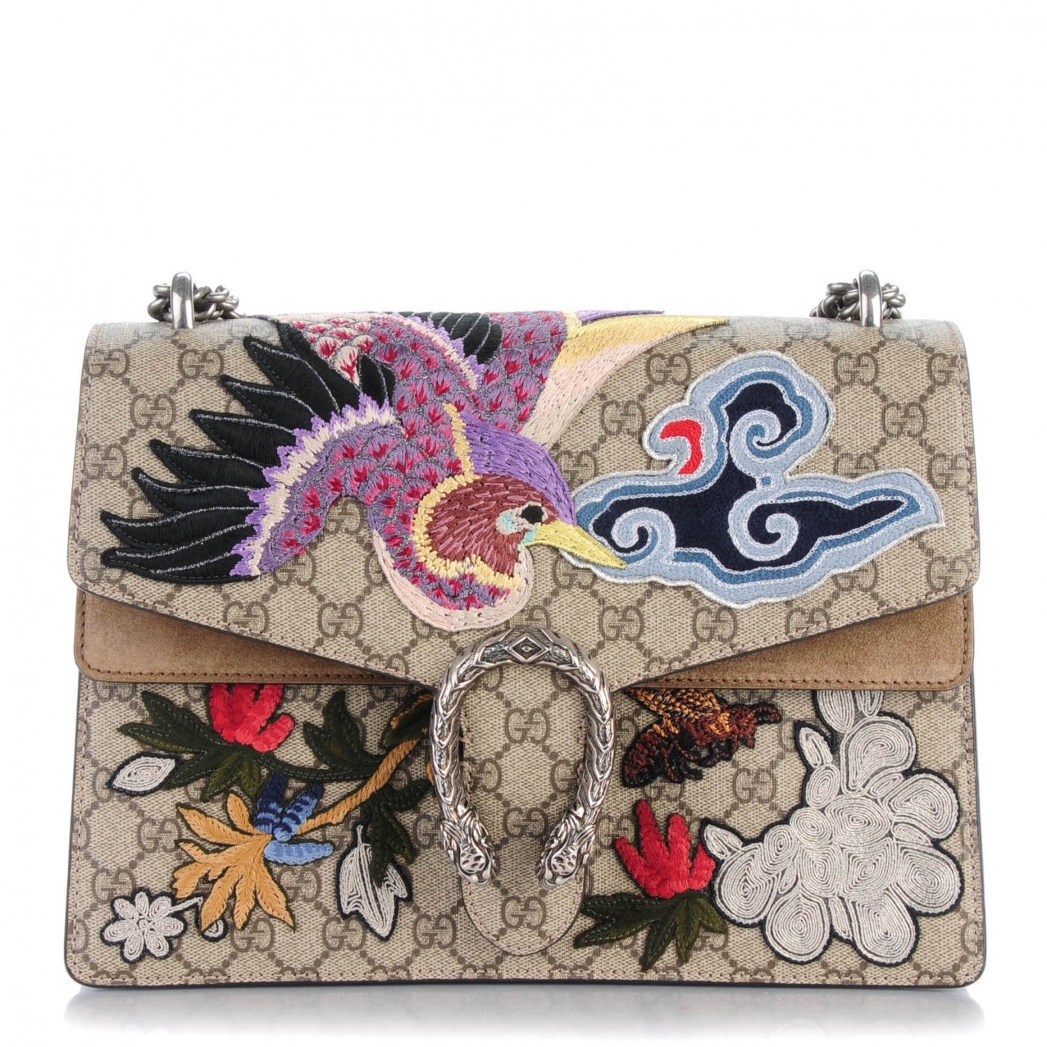 Gucci GG Supreme Monogram Embroidered Medium Dionysus Shoulder Bag Taupe 1 of 7