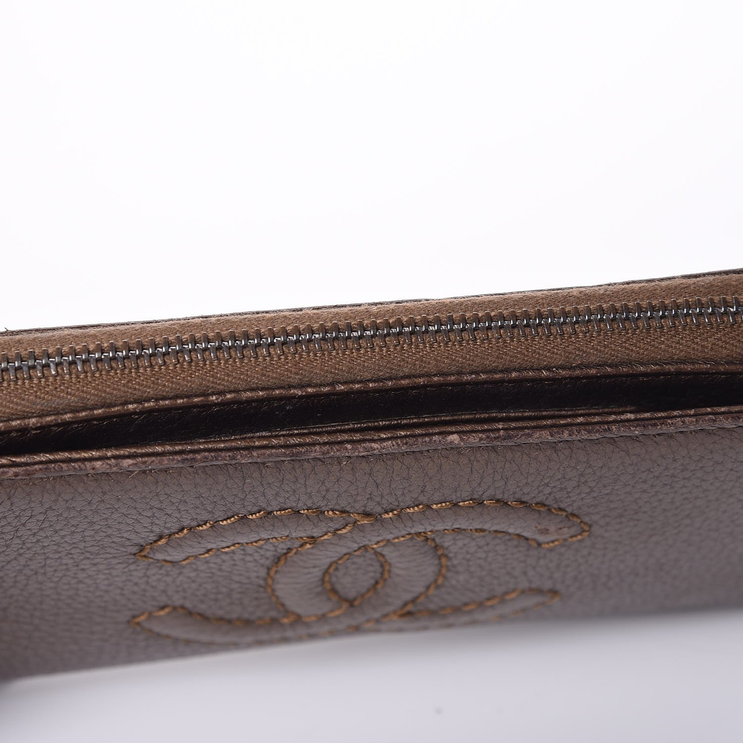 Chanel Metallic Calfskin Large Timeless Zip Around Wallet Brown 9 of 16