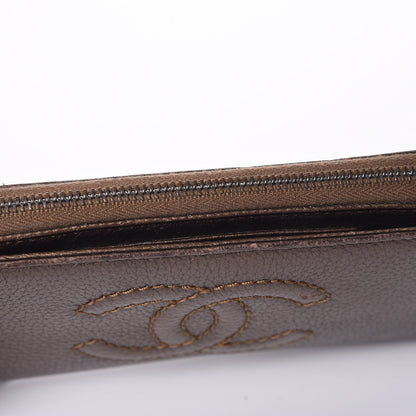 Chanel Metallic Calfskin Large Timeless Zip Around Wallet Brown 9 of 16