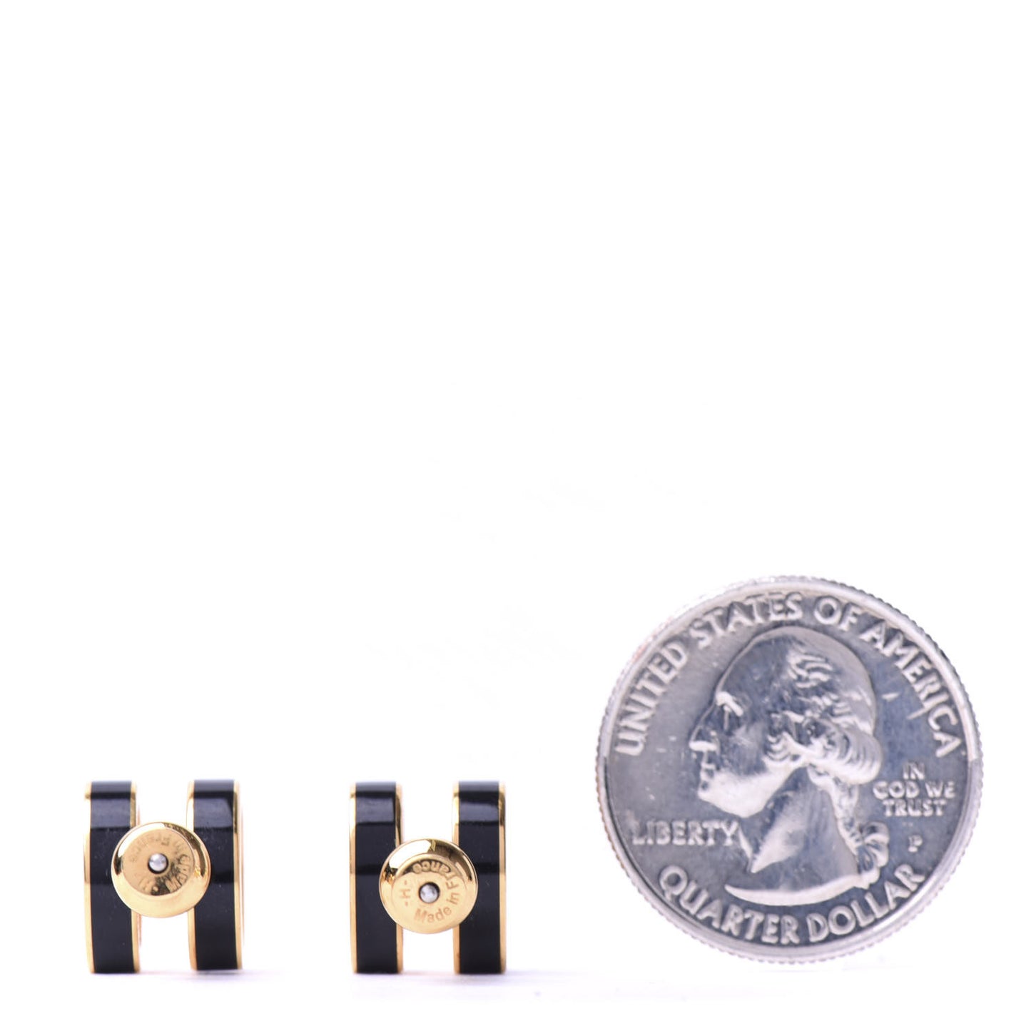 Gold Lacquered Pop H Earrings Black