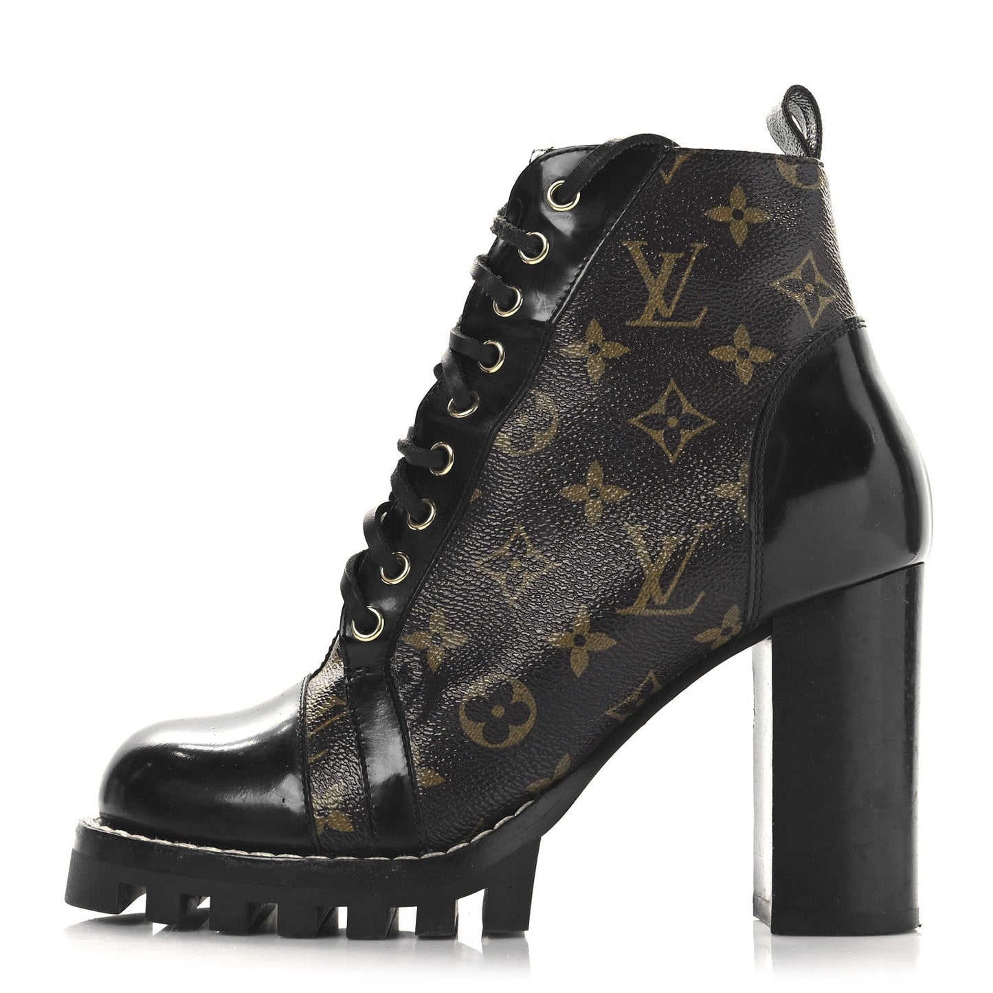 Patent Calfskin Monogram Star Trail Ankle Boots Black