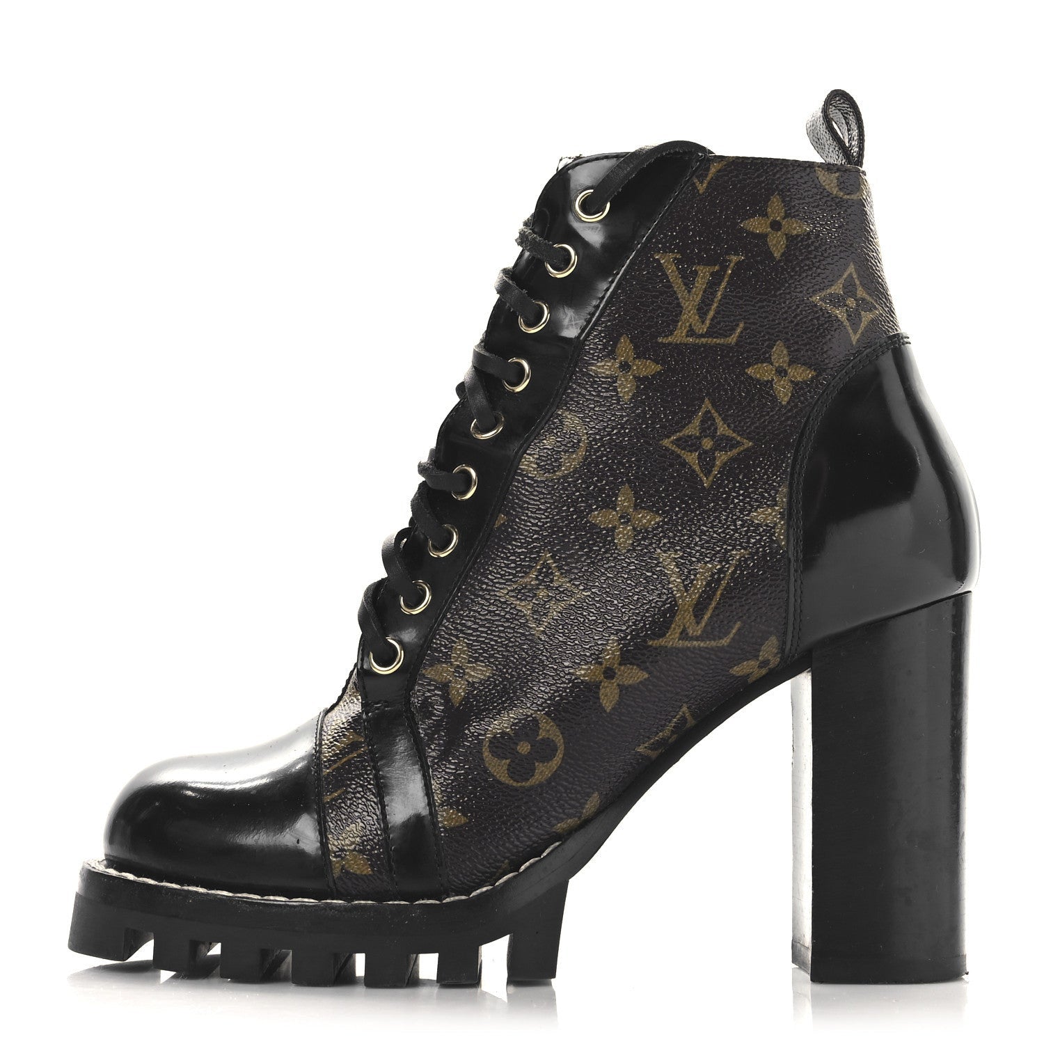 Louis Vuitton Patent Calfskin Monogram Star Trail Ankle Boots Black 1 of 7