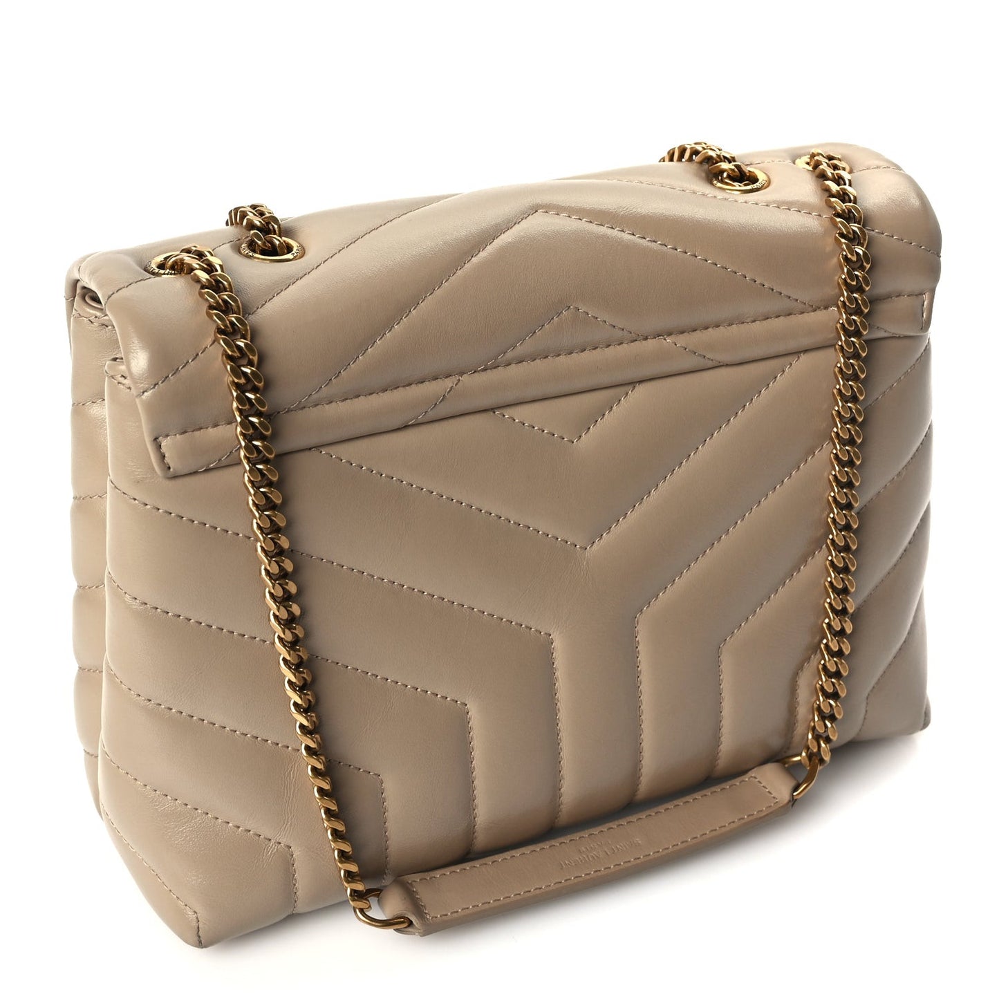 Calfskin Y Quilted Monogram Small Loulou Chain Satchel Dark Beige