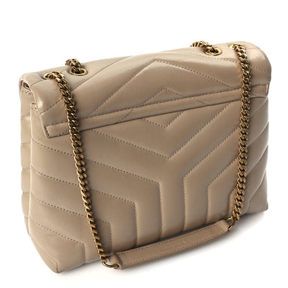 Saint Laurent Calfskin Y Quilted Monogram Small Loulou Chain Satchel Dark Beige 2 of 8