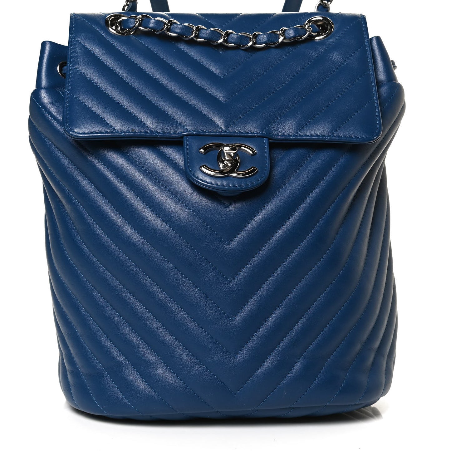Lambskin Chevron Quilted Small Urban Spirit Backpack Blue