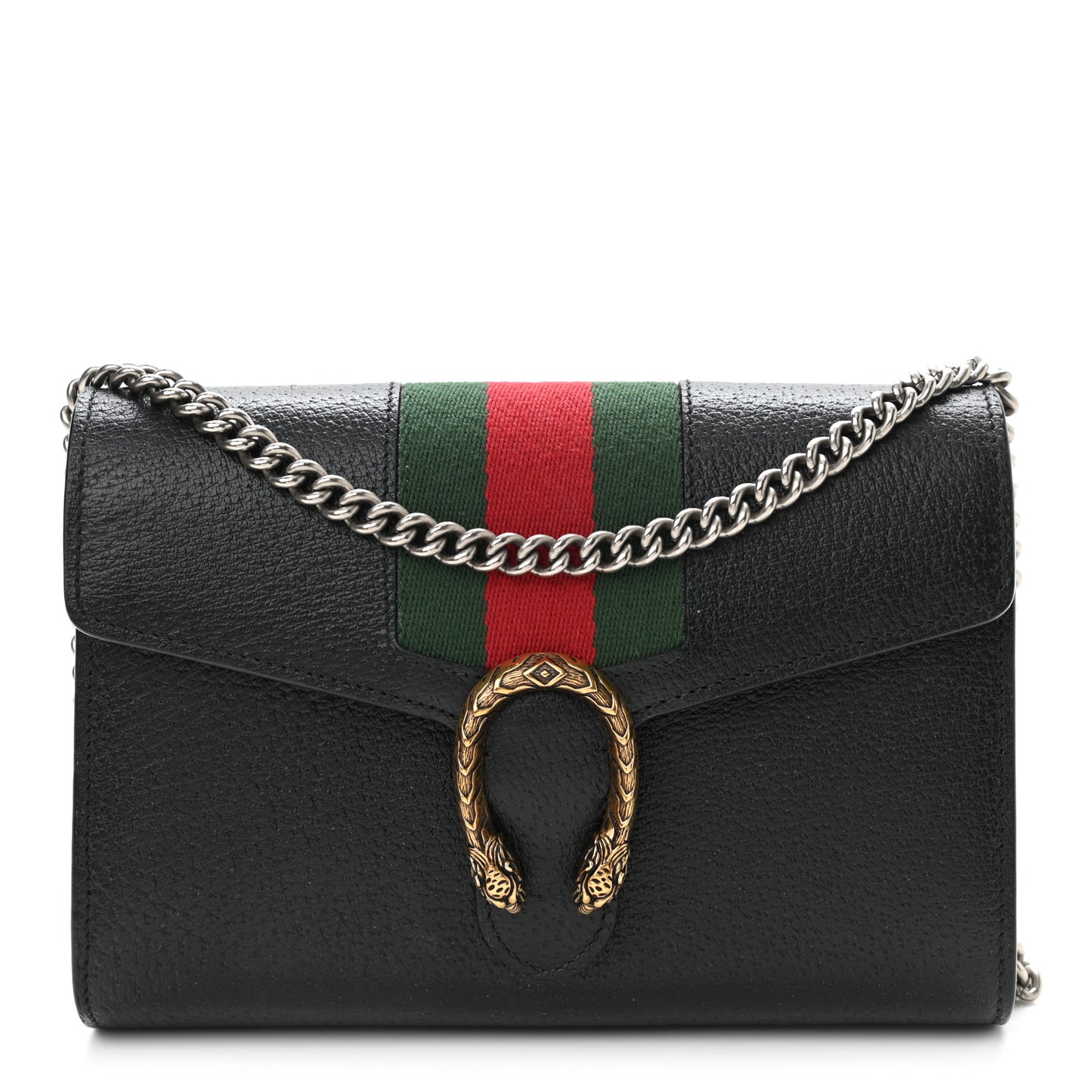 Calfskin Web Mini Dionysus Chain Wallet Black