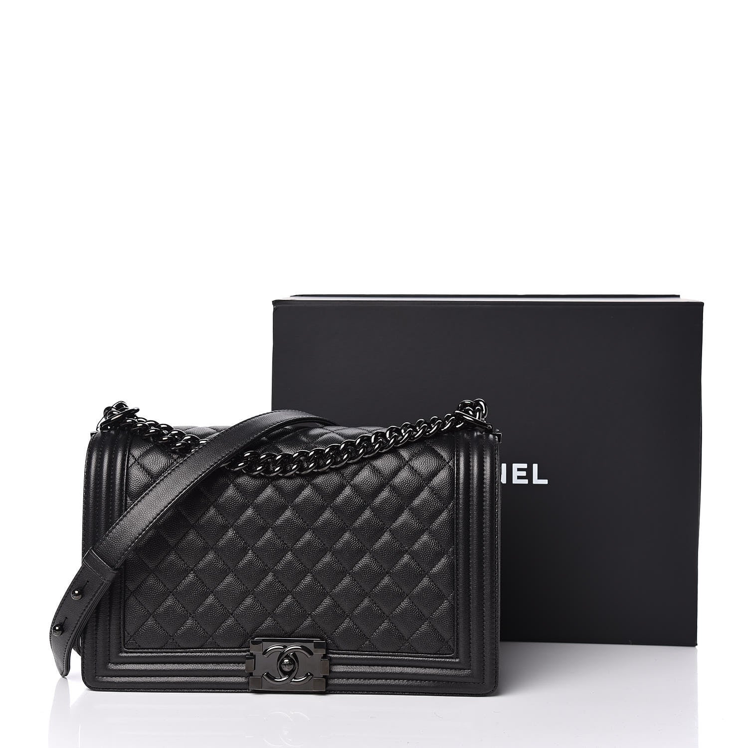 Chanel Caviar Quilted New Medium Boy Flap So Black 11 of 11