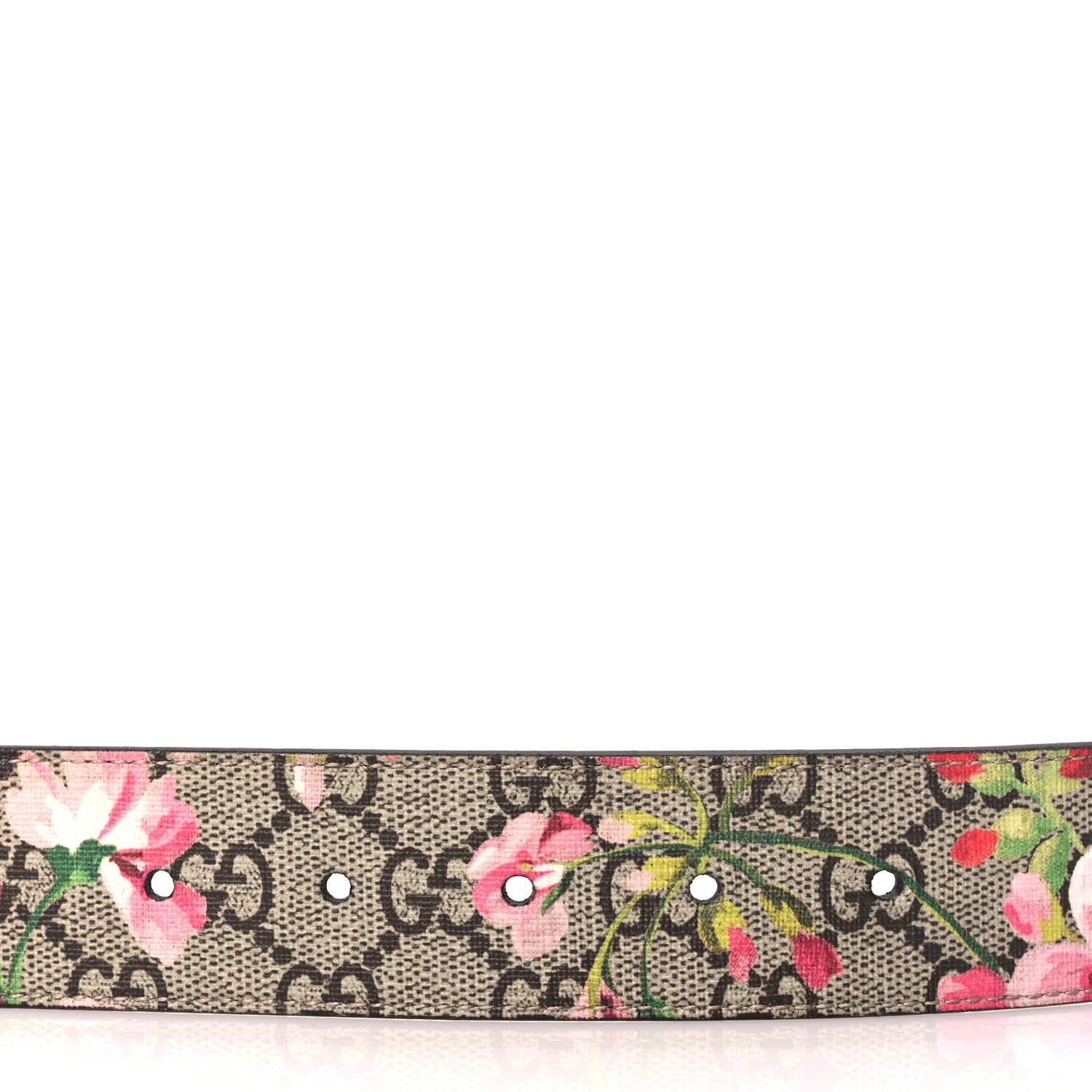 Gucci GG Supreme Monogram Blooms Moon Calfskin Interlocking G 37mm Belt 80 32 Beige Ebony Multicolor Dry Rose 3 of 5