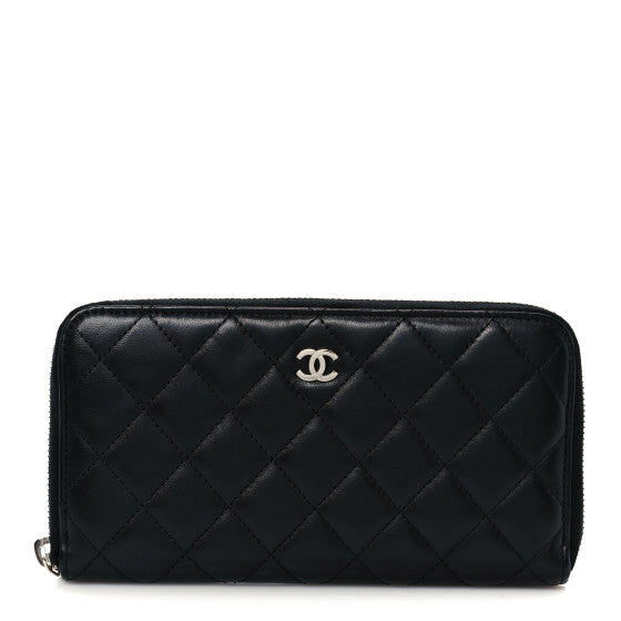 Chanel Lambskin Quilted Large Gusset Zip Around Wallet Black 1 of 1